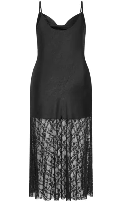 Lilly Slip Lace Hem Maxi Dress - black