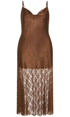 Lilly Slip Lace Hem Maxi Dress - toffee