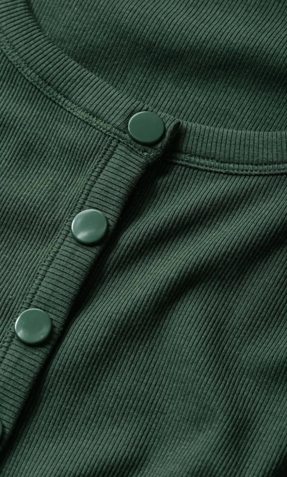 Lily Button Through Rib Top - forest