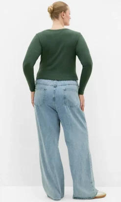 Lily Button Through Rib Top - forest