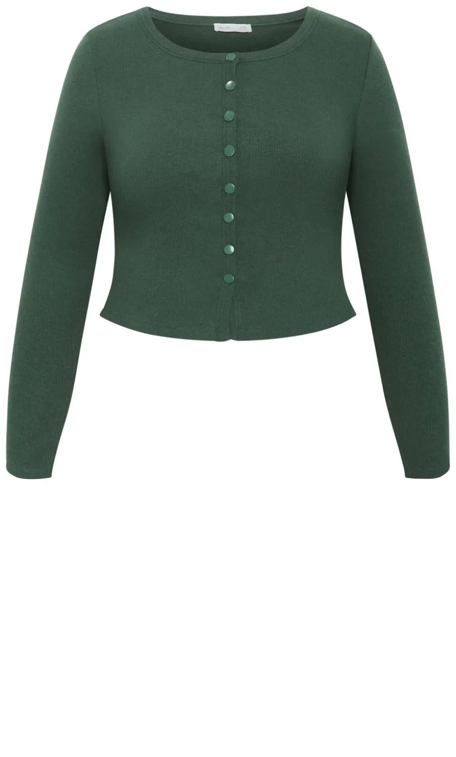 Lily Button Through Rib Top - forest