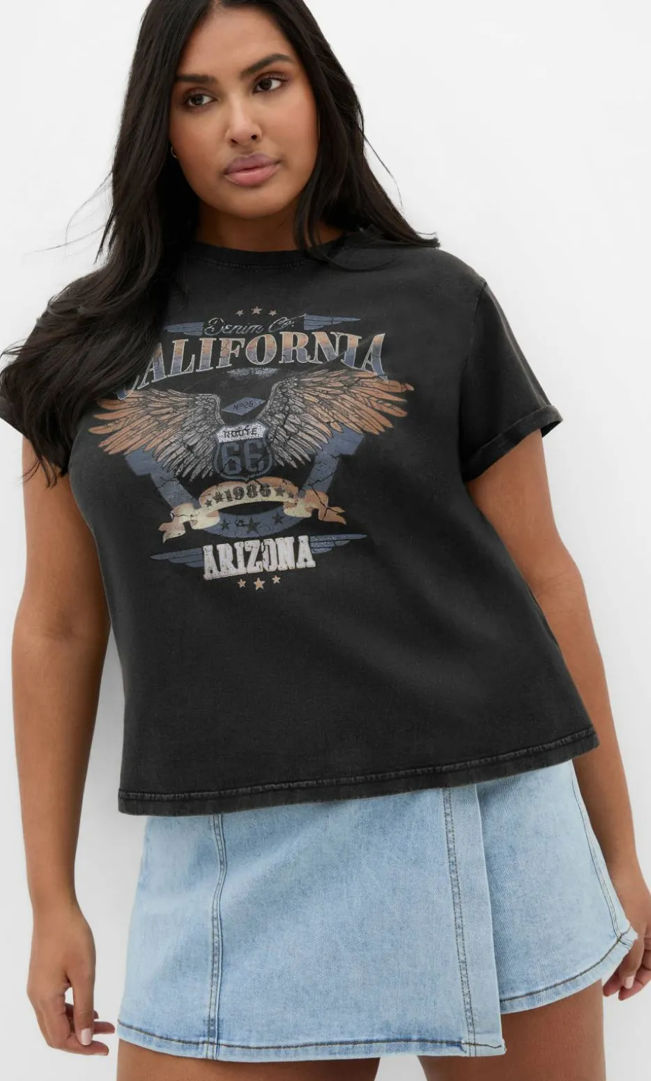 Lily Cotton Tee - black acid wash