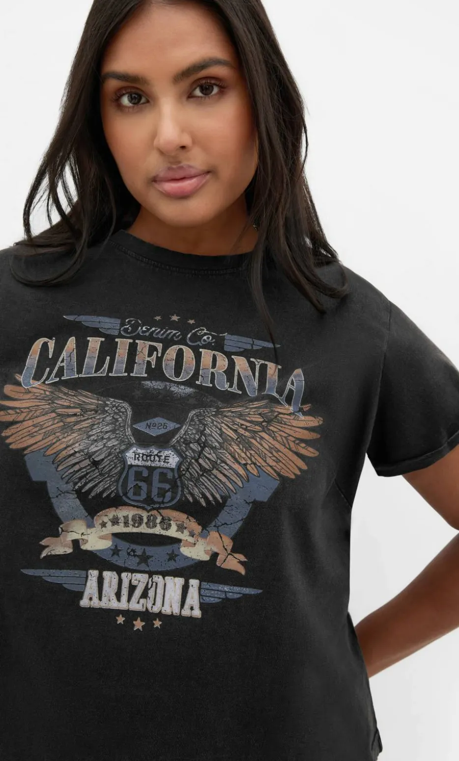 Lily Cotton Tee - black acid wash