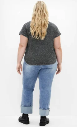 Lily Cotton Tee - charcoal acid wash