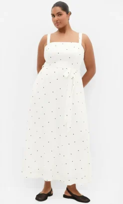 Lola Spot A-Line Maxi Dress - ivory