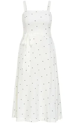 Lola Spot A-Line Maxi Dress - ivory
