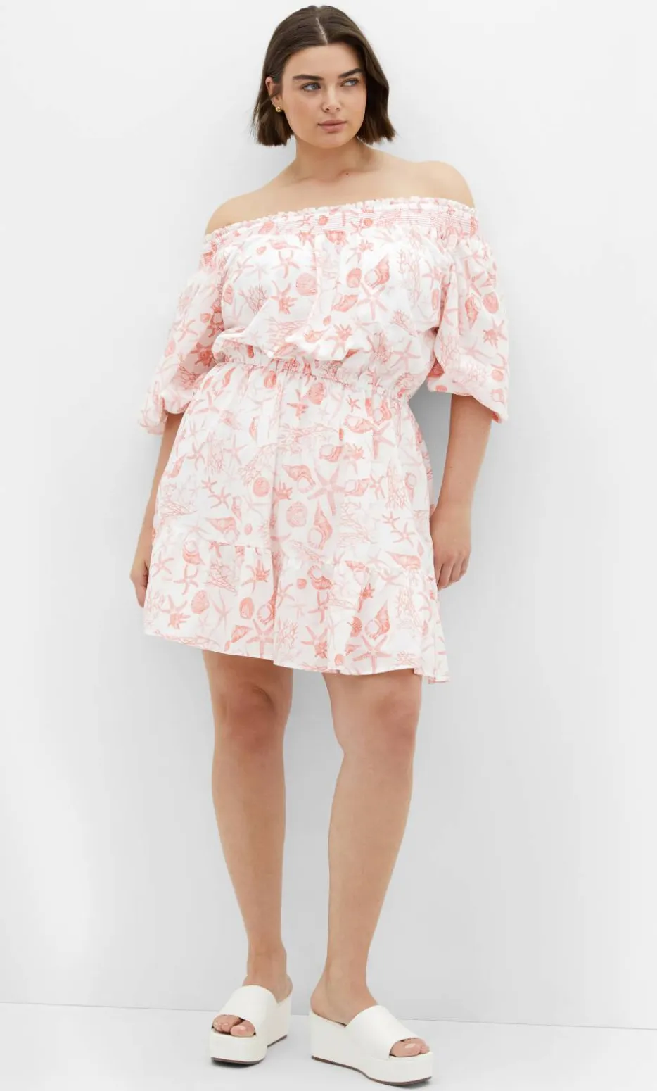 Lorelai Print Dress - coral