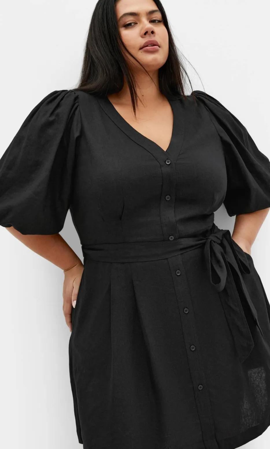 Lori Linen Dress - black