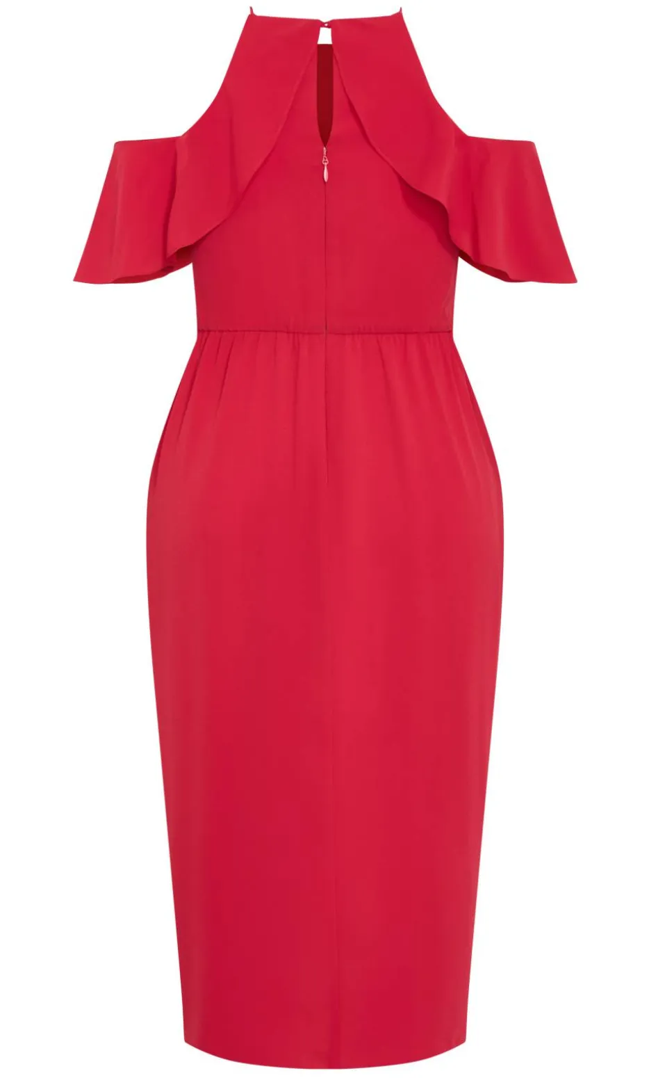 Love Siren Ruffle Shoulder Dress - siren red