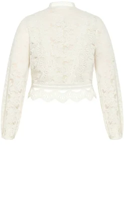Lucielle Lightweight Zip-Front Lace Jacket - porcelain