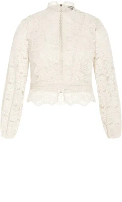 Lucielle Long Sleeve Lace Top - porcelain