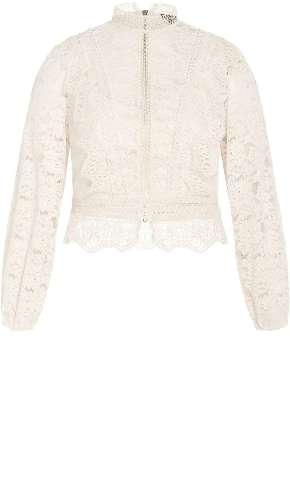 Lucielle Long Sleeve Lace Top - porcelain