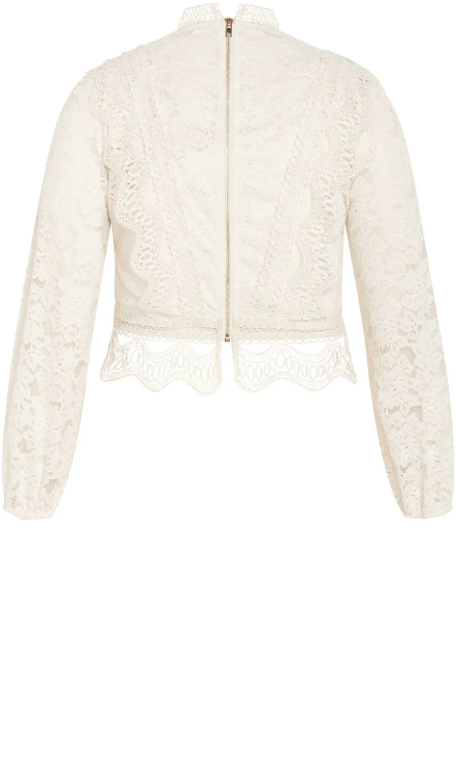 Lucielle Long Sleeve Lace Top - porcelain