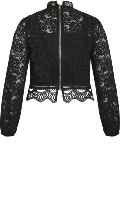 Lucielle Long Sleeve Lace Top - black