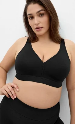 Luxe Cotton Wireless Bra - black