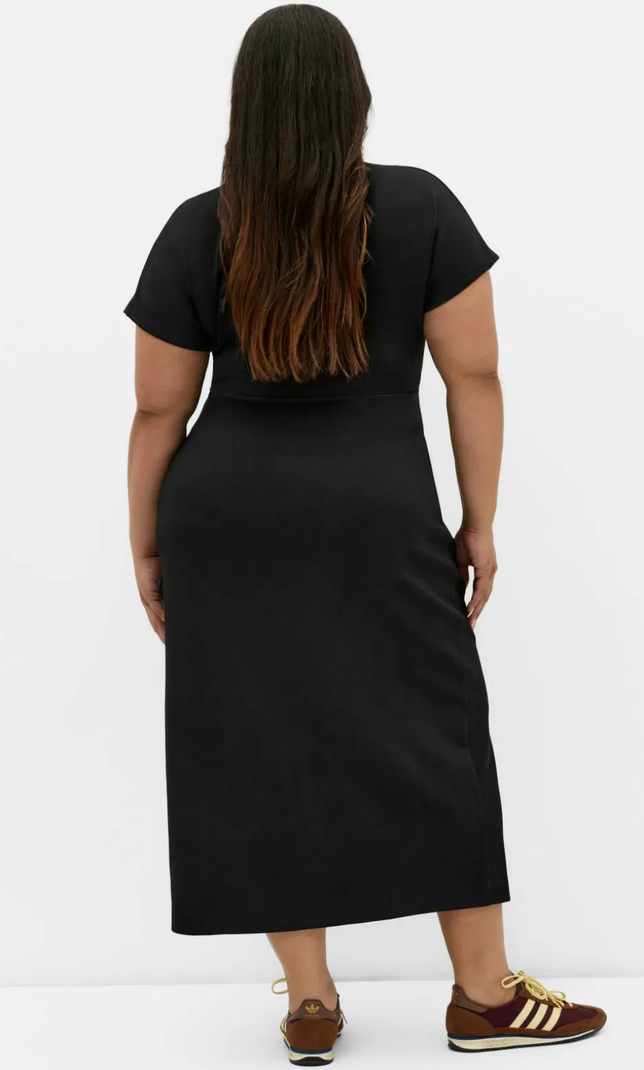 Mae Side Tie Midi Dress - black
