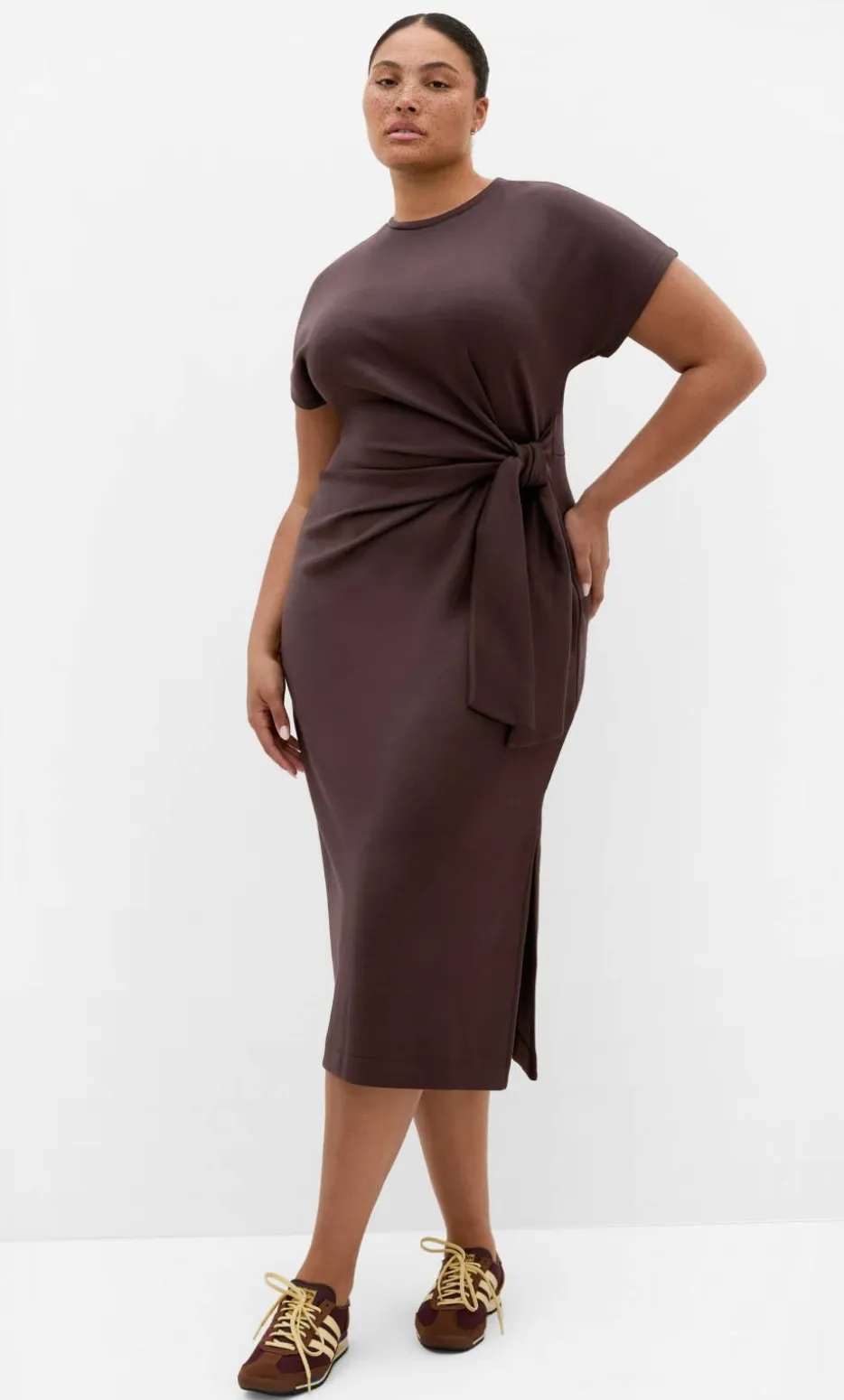 Mae Side Tie Midi Dress - espresso