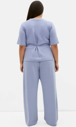 Mae Wide Leg Track Pant - dusty blue