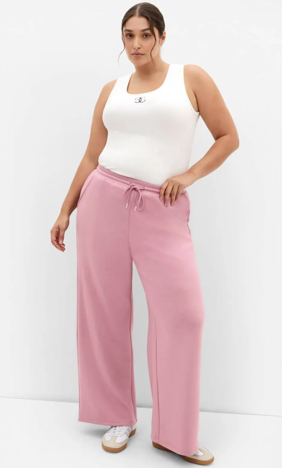 Mae Wide Leg Track Pant - dusty rose