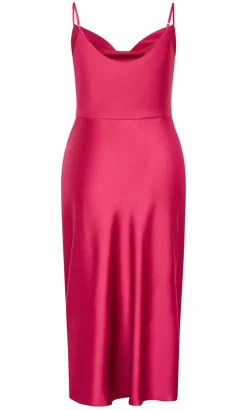 Mali Cowl Neck Slip Dress - raspberry