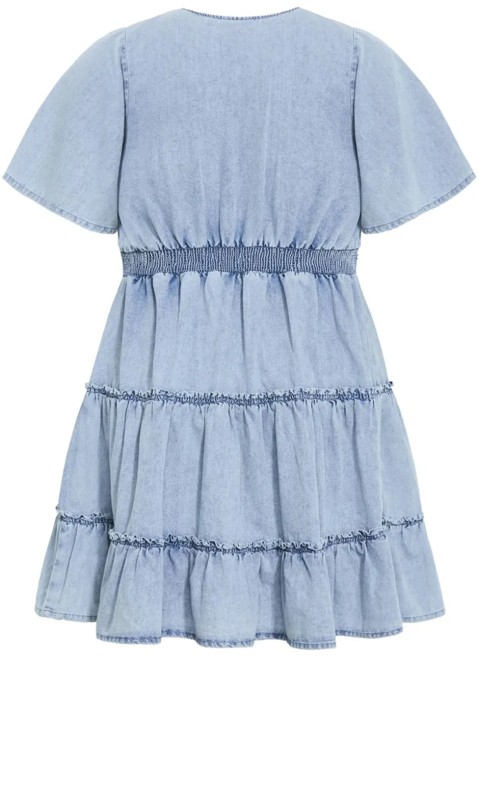May Tiered Denim Mini Dress - light wash