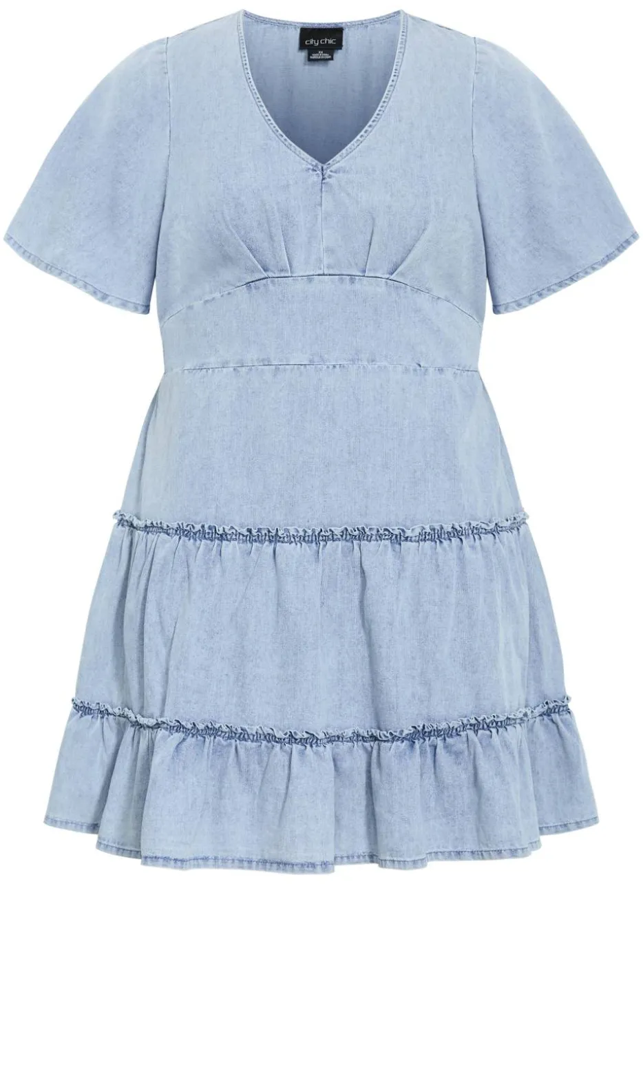 May Tiered Denim Mini Dress - light wash