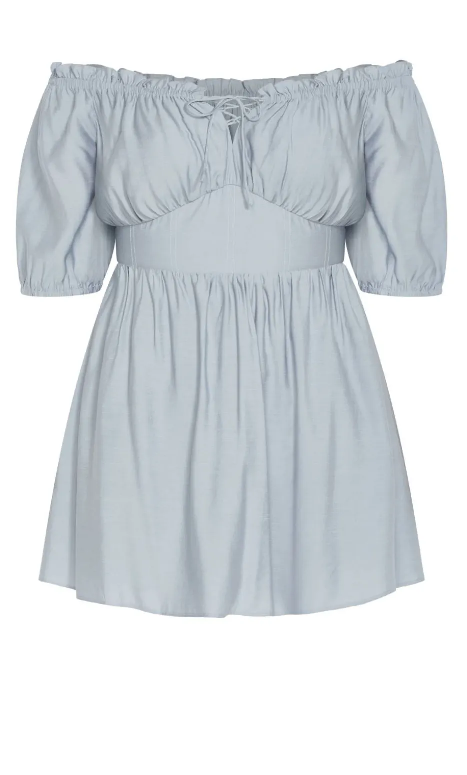 Mela Ruffle Mini Dress - dusty blue