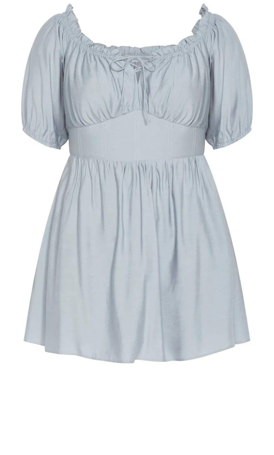 Mela Ruffle Mini Dress - dusty blue