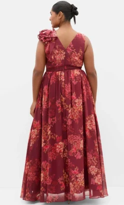 Mystique Print Ruffle Maxi Dress - rust