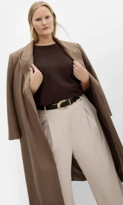 Naomi Longline Melton Coat - taupe