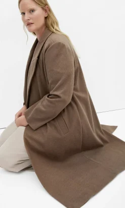 Naomi Longline Melton Coat - taupe
