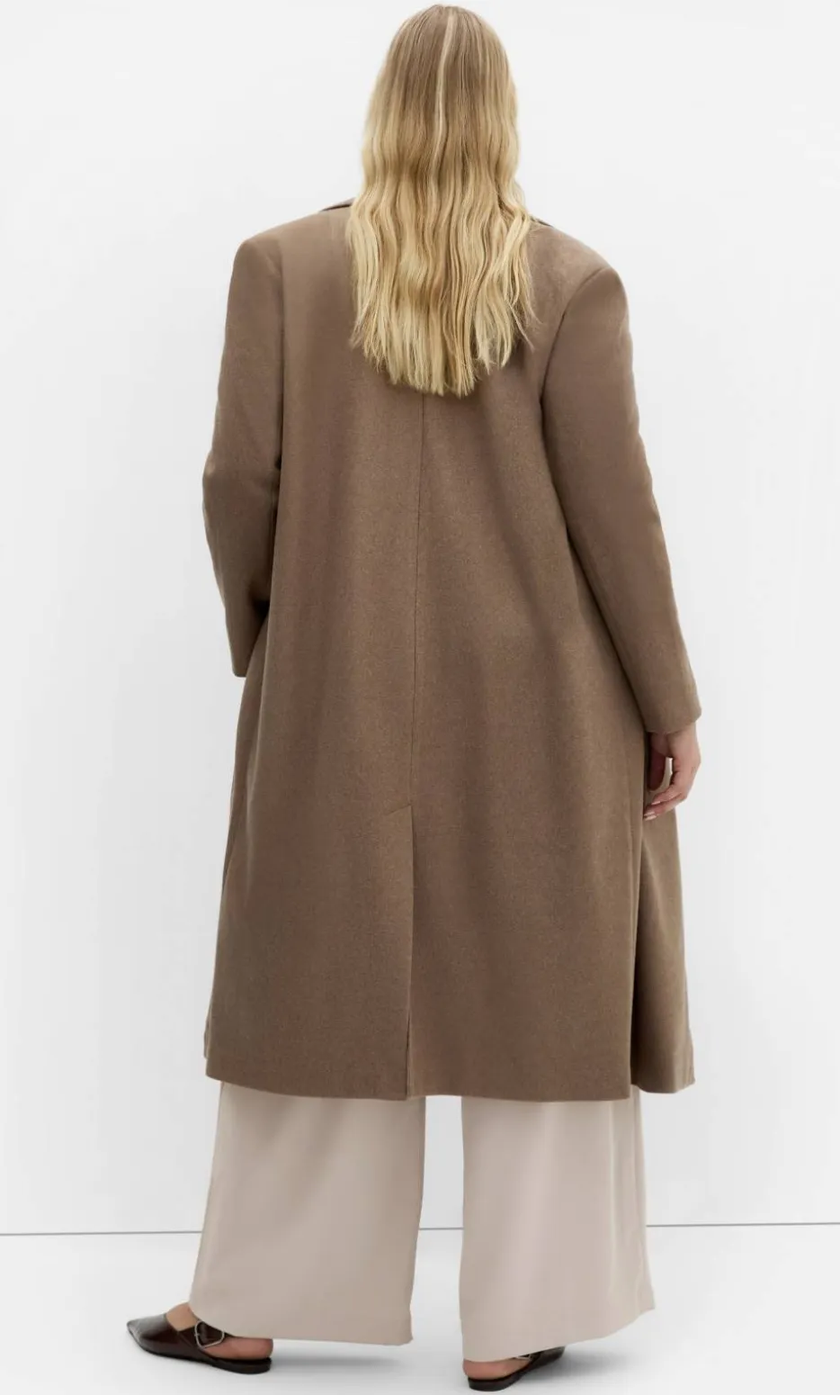 Naomi Longline Melton Coat - taupe