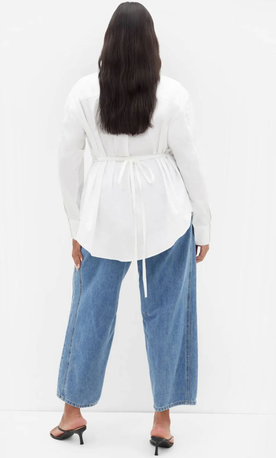 Neck Tie Cotton Shirt - ivory