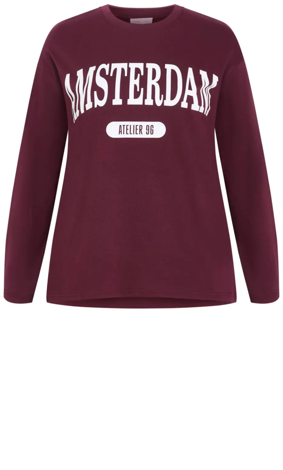 Oversized Amsterdam Long Sleeve Cotton Tee - dark cherry