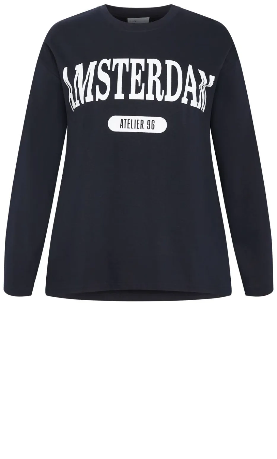 Oversized Amsterdam Long Sleeve Cotton Tee - navy