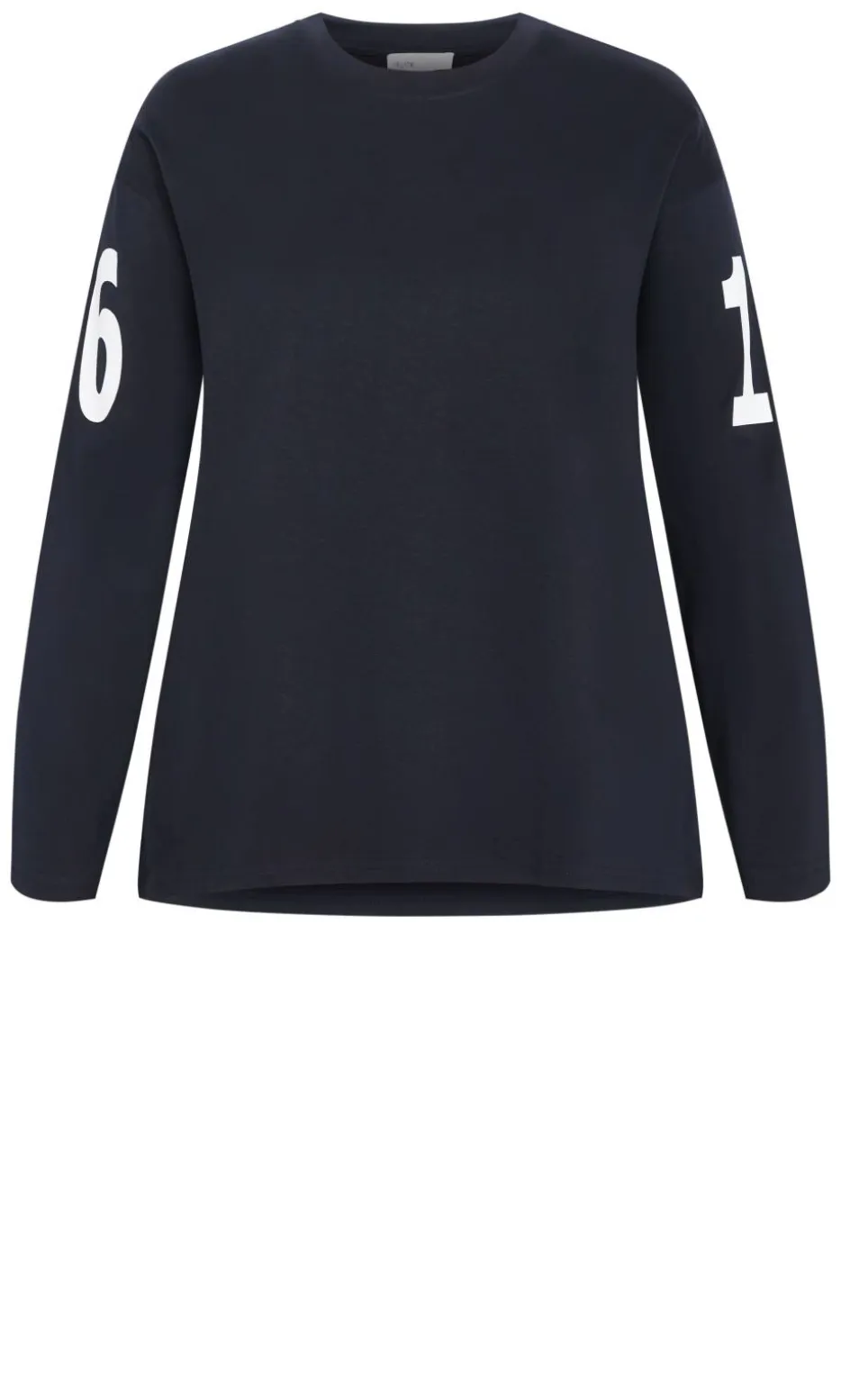 Oversized Brklyn Long Sleeve Cotton Tee - navy
