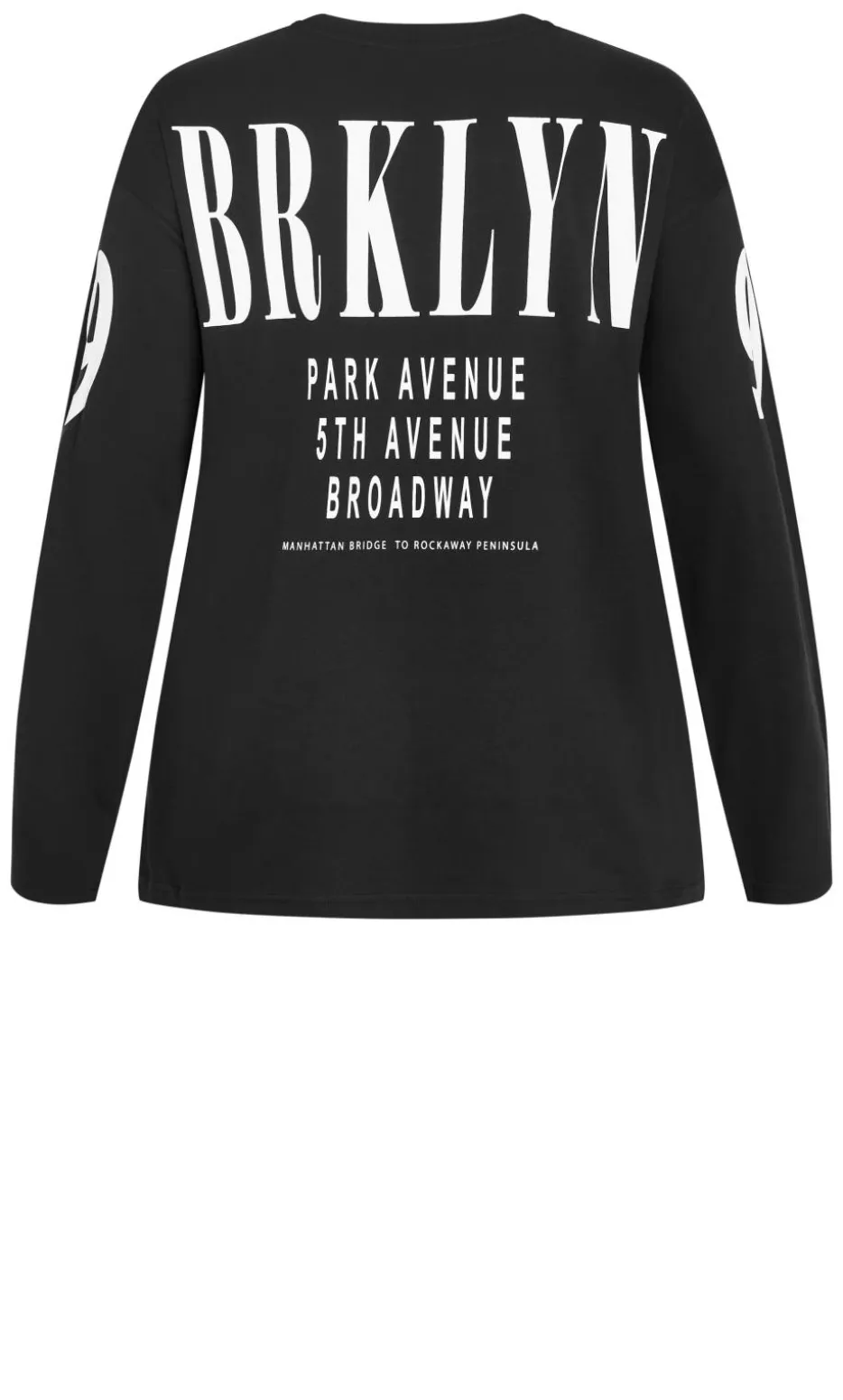 Oversized Brklyn Long Sleeve Cotton Tee - black