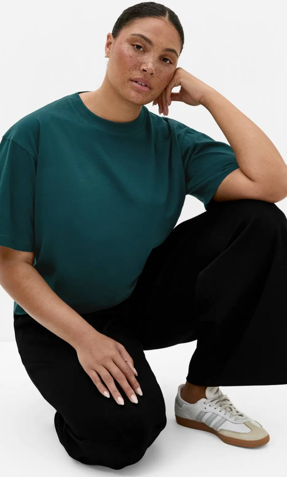 Oversized Crew Neck Tee - deep teal