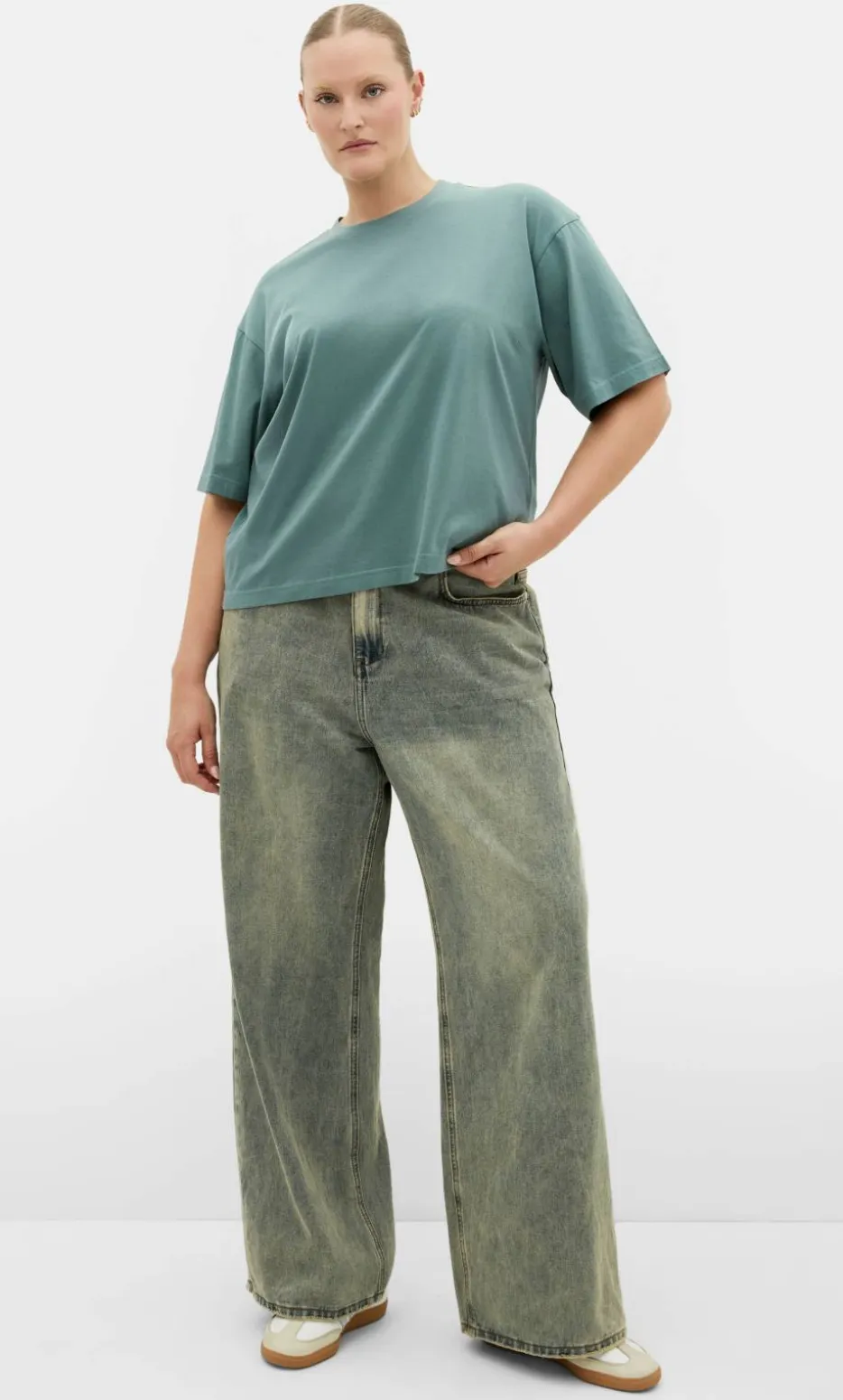 Oversized Crew Neck Tee - dusty sage
