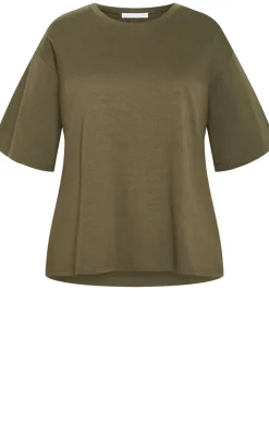 Oversized Crew Neck Tee - khaki