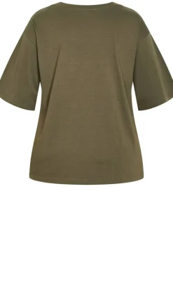 Oversized Crew Neck Tee - khaki