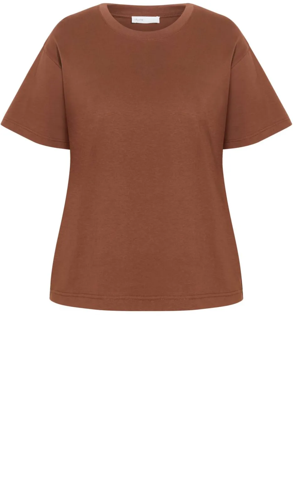 Oversized Crew Neck Tee - tobacco