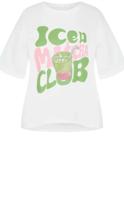 Oversized Matcha Print Tee - ivory