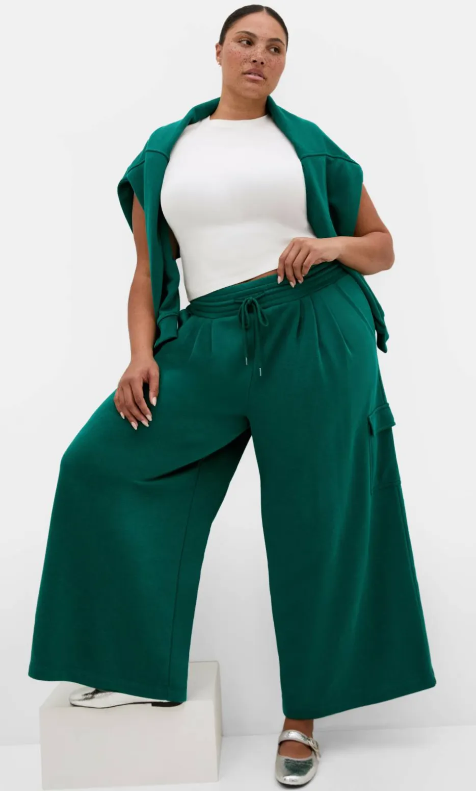 Paige Pocket Wide Leg Track Pant - varsity green