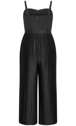 Palazzo Pleat Jumpsuit - black