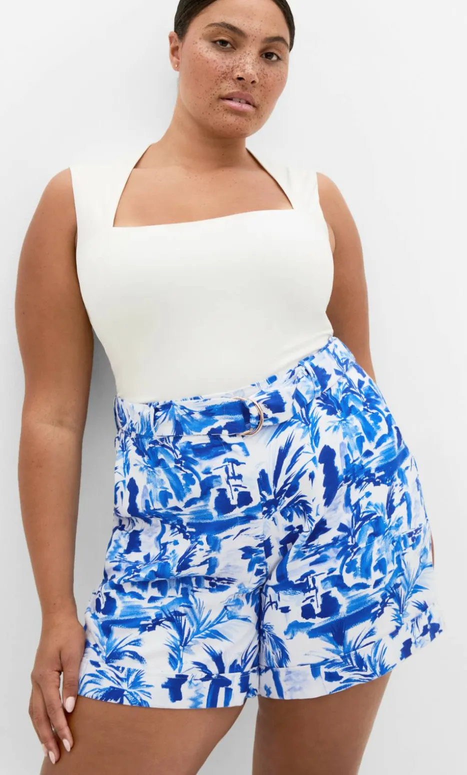 Palm Print Short - blue