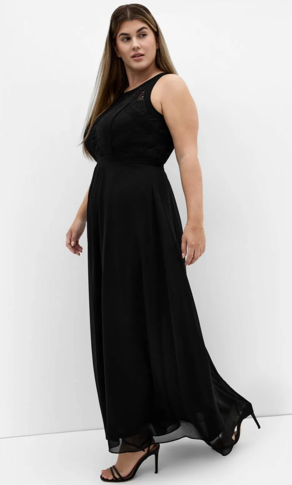 Panelled Bodice Maxi Dress - black
