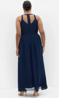 Panelled Bodice Maxi Dress - navy
