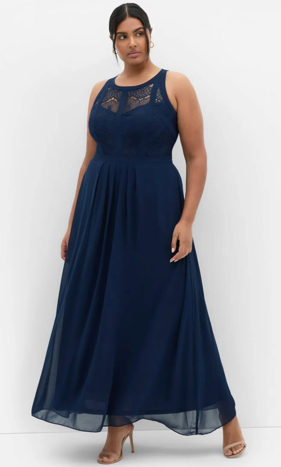 Panelled Bodice Maxi Dress - navy