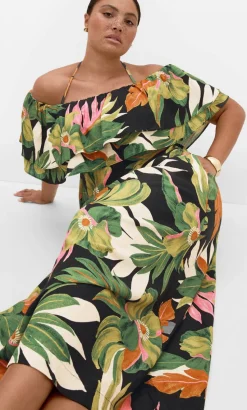 Paradiso Print Maxi Dress - black